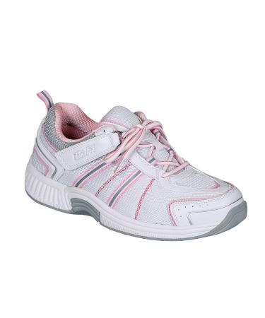 Orthofeet Women's Orthopedic Tie-Less Sneakers - Relieve Foot Pain Tahoe 9 Wide White/Pink
