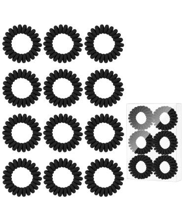 Zouiqss Spiral Hair Ties - Strong Hold Ponytail Holders | 12 Black Waterproof Hair Gums for All Hair Types - Buy Online on GoSupps.com