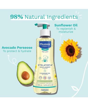 Mustela Stelatopia Eczema-Prone Skin Cleansing Oil - Baby Body Wash - Fragrance-Free - 16.9 fl. oz - Buy Online on GoSupps.com