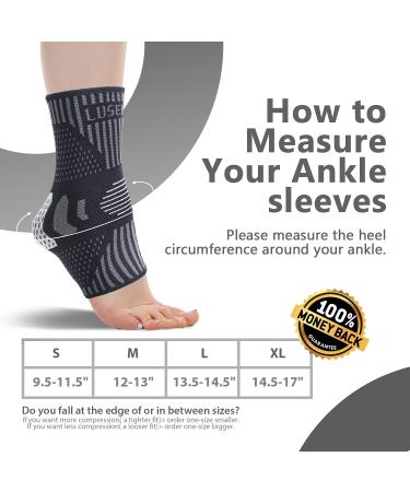 Professional Ankle Support Brace 2 Pack Breathable Plantar Fasciitis Socks Anti-Slip Ankle Compression Sleeve Socks for Joint Pain Ligament Damage Sprained Ankle Achilles Tendonitis Sports M Black(Pair) - Buy Online on GoSupps.com