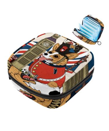 Storage bags for women's bandages cute Corgi dog British portable menstrual pad bag panty lips tampons women's bandages storage holder for women school office multicolored 04