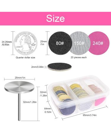 Rolybag Sanding Paper Discs & Nail Drill Bits - 61 Piece Pedicure Set for Dead Skin & Callus Removal - #80 #150 #240 Grit - Black/White/Pink - Buy Online on GoSupps.com