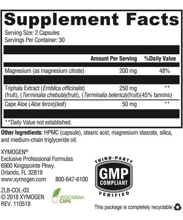 XYMOGEN ColonX - Triphala Supplement with Magnesium Citrate & Cape Aloe - 60 Capsules - Buy Online on GoSupps.com