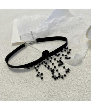 Shop OralGos Retro Acrylic Necklace - Elegant Fringe with Black Crystals | International Shipping Available - Buy Online on GoSupps.com