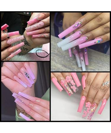 504 PCS Extra Long Clear Nail Tips for Acrylic Nails - Professional Half Cover Square French Fake Nails - 12 Sizes, Straight Tapered, DIY - Buy Online on GoSupps.com