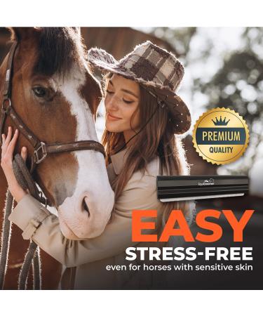 Equigroomer Self-Cleaning Fur Care Brush for Horses Gentle Effective Hair & Dandruff Removal | Safe for Sensitive Skin (Black) - Buy Online on GoSupps.com