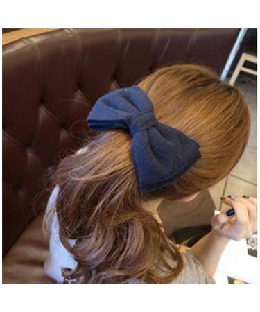 Andelaisi Vintage Bow Hair Barrettes Bow Hair Clips Winter Thick Hair Clip Barrette Retro Bowknot Hair Accessory for Women and Girls Headdress (Navy blue) Blue Navy
