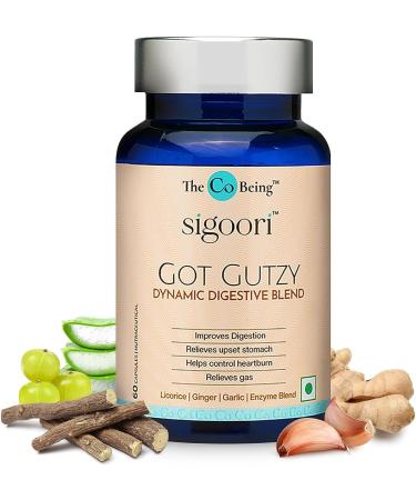 Gut Health Supplements for Men and Women Got Gutzy Contains Turmeric Ginger Licorice Aloe Vera and Digestive Enzymes for Digestive Health Acidity Constipation Nausea 60 Capsules.