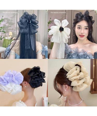 Bow Bubble Clips Bow Hair Claw Clips Claw Clips For Thick Hair Thick Hair Claw Clips For Long Hair Hair Clips for Thin Hair Women Large Puffy Chiffon Elegant Bubble Bow Hair Claw Clip (2pcs-D) - Buy Online on GoSupps.com