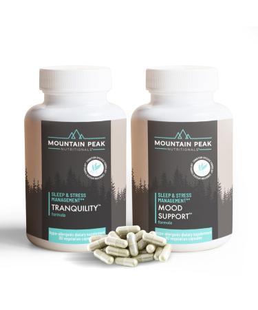 Mountain Peak Nutritionals Tranquility & Mood Support Formula Bundle - Supports Brain Health Stress Relief Sleep & Serotonin Levels - Hypoallergenic Dietary Supplement (2 Pack 90 Capsules Each)