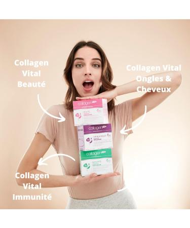 Collagen Vital - Collagen Vital Cheveux & Ongles - Biopeptides de Pur Collag ne Marin - Pr vention R paration Protection et Pr servation - Fabrication Fran aise - 15 Sachets 130g - Buy Online on GoSupps.com