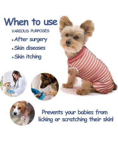Buy Hipet Recovery Suit for Dogs & Cats - Post-Op Wear Prevents Licking Abdominal Wounds E-Collar Alternative (XXXL Pink Striped) - Buy Online on GoSupps.com