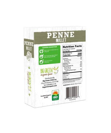 Big Green Organic Millet Penne - Gluten-Free, Lectin-Free, Non-GMO, Vegan Pasta (8.8oz, Pack of 12) - Wheat and Rice Alternative with 6g of Protein - Buy Online on GoSupps.com
