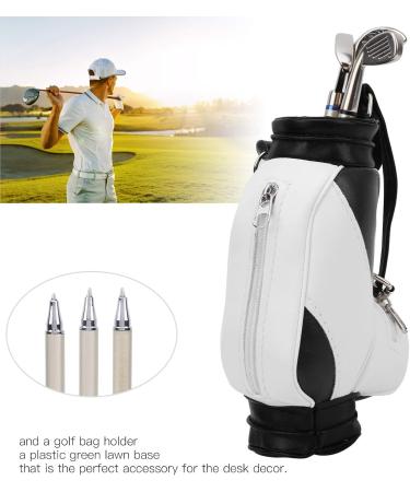 Keenso Mini Golf Ballpoint Scalery - Stylish Desk Decoration & Golf Gifts for Golfers | Unique Pen Holder with Golf Club & Clock (Black & White) - Buy Online on GoSupps.com