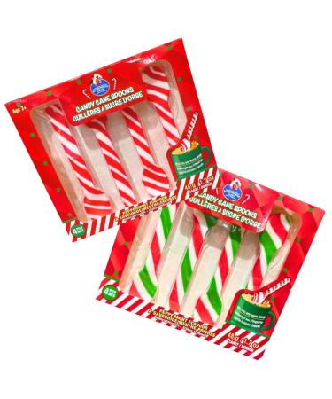 Peppermint Candy Canes 2 X 48g Each Package Contains 4 Candy Canes Colours May Vary 8 Spoons In Total.