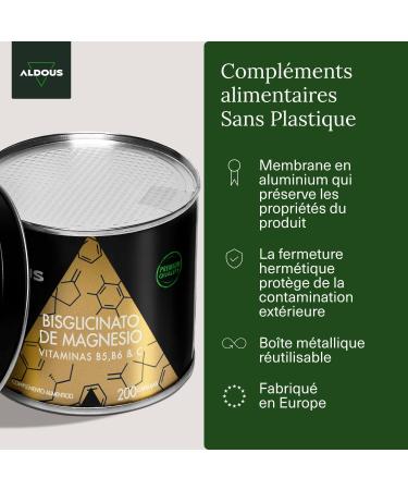 Magnesium Bisglycinate + Vitamin C B6 B5 | 200 Capsules | Magnesium Glycinate Maximum Absorption Easy Assimilation | Bones and Joints Muscles | Sleep Fatigue Stress - Buy Online on GoSupps.com