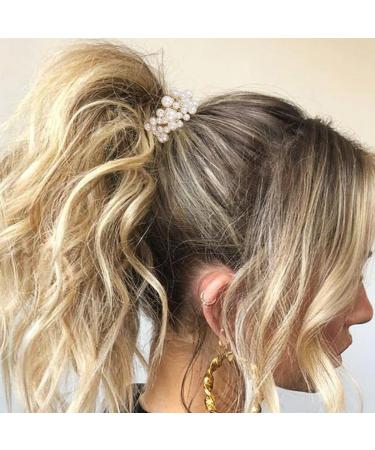 Brinie Pearl Hair Ties - White Elastic Scrunchies for Women and Girls (Pack of 3) - Buy Online on GoSupps.com