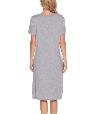 Lovasy Women's Soft Maternity Nightdress with Button Down Front and Pockets - Light Grey XL - Buy Online on GoSupps.com