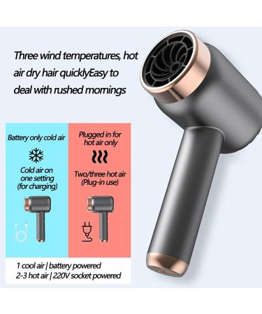 Hair Dryer Negative Ion Cordless Hair Dryer 3 Speeds and 57 Degrees Constant Temperature Low Noise Blow Dryer Rechargeable/Plug-in for Home Salon Travel - Buy Online on GoSupps.com
