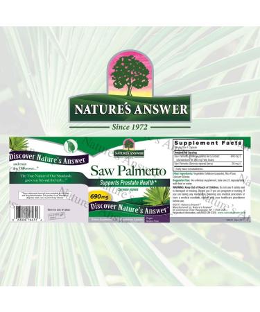 Nature's Answer Saw Palmetto 690mg | Full Spectrum Herbal Supplement - 120 Vegan Capsules - Buy Online on GoSupps.com