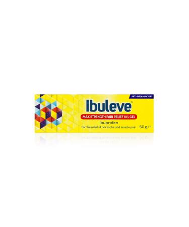 Ibuleve Max Strength Pain Relief 10% Ibuprofen Gel Maximum Anti-Inflammatory Relief for Joint Pain Sprains Backache Muscular Pains and Sports Injuries 50 g 50 g (Pack of 1) Single