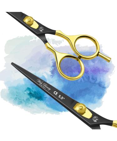 Glamified Glam Hair Cutting Scissors -Sharp Razor Edge Blade Hair Shears Series - 5.5" with Fine Adjustment Stainless Steel Hair Scissors Professional for Men Women & Babies (Black+Gold) - Buy Online on GoSupps.com