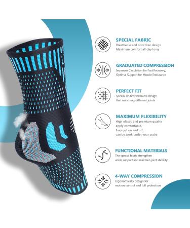 Professional Ankle Support Brace 2 Pack Breathable Plantar Fasciitis Socks Anti-Slip Ankle Compression Sleeve Socks for Joint Pain Ligament Damage Sprained Ankle Achilles Tendonitis Sports XL Blue(Pair) - Buy Online on GoSupps.com