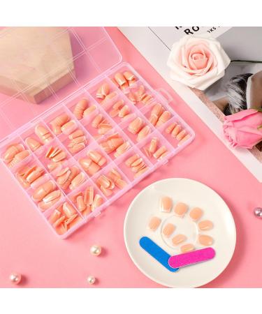 JSRQT 360 Pieces French Tip False Nails Artificial Acrylic French Nails Stick on Nails Nude Color Full Cover Fake Nails Tips for Women Girls Press on Nails Square Long Nail Art Manicure Decorations - Buy Online on GoSupps.com