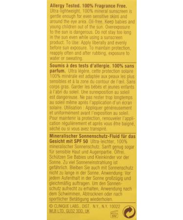 Clinique SPF 50 Mineral Sunscreen Fluid for Face - 1oz | Broad Spectrum UVA/UVB Protection - Buy Online on GoSupps.com