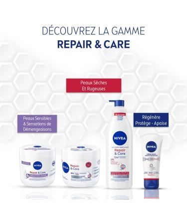 NIVEA Repair & Care - Cr me Corps Visage & Mains - Hydratation 72H - Exfolie En Douceur - Prot ge La Barri re Cutan e - Glyc rine Provitamine B5 & Ur e - Peaux Extra-S ches & Rugueuses - 400 ml 400 ml (Lot de 1) - Buy Online on GoSupps.com