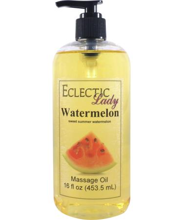 Watermelon Massage Oil 16 oz with Sweet Almond Oil and Jojoba Oil Preservative Free Perfect for Aromatherapy and Relaxation 16 Ounce