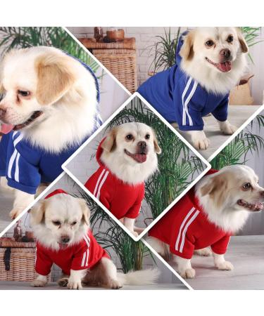 Cozy Dog Sweater for Small Dogs & Puppies - Cute Cotton Hoodies in Dark Blue & Red - Buy Online on GoSupps.com