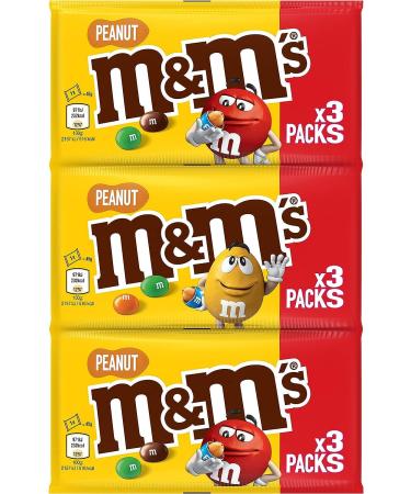 M&M'S PEANUT - Milk chocolate and peanuts sweets - 3 sachets of 45g