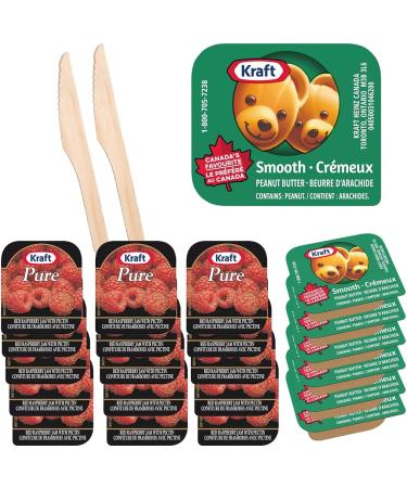 Peanut Butter & Jam Pack - 30 Snack Savvy Delights: 15 Peanut Butter Cups 15 Raspberry Jam Cups - On-The-Go Portion Control Pack for Travelers & Meal Prep 30 Cups Total Confiture au framboise Comes with 2 wooden Knives and a one of a kind Sticker by PaLiS - Buy Online on GoSupps.com