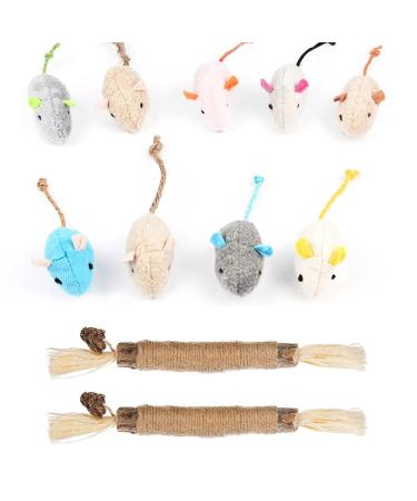 BNXF 11 Pcs Cat Catnip Mice Toys for Cat Cat chew Sticks Catnip Teeth Cleaning Toys Catnip Teeth Cleaning Toys for Kick Bite Soft Mouse Toys Playing Chewing Teeth Cleaning for Cat Kitten
