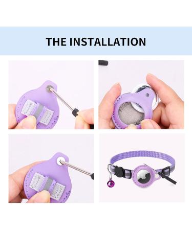 Kolacen Reflecting Airtag Catushage - Adjustable Cat Neck Band with Airtag Shell & Bell | Safety Buckle for Puppies & Kittens (Purple) - International Shipping Available - Buy Online on GoSupps.com