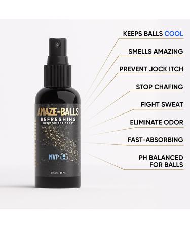 Derm Dude Amaze Balls Deodorant & Anti Chafing Sack and Groin Spray for Men | Formulated with All-Natural DeoPlex for Odor Control | With Refreshing Aloe Vera - MVP Scent | 2oz (1 Pack) - Buy Online on GoSupps.com