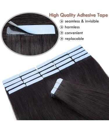 Elailite Real Hair Tape Extensions - 40 Pieces 18 (45cm) 100g Remy Human Hair #1B Natural Black - Buy Online on GoSupps.com
