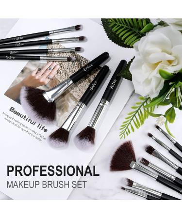 SOLVE 32-Piece Professional Makeup Brush Set with Wooden Handles - Cosmetics Brushes for Foundation, Concealer, Powder - Black Face and Eye Makeup Brushes Kit - Buy Online on GoSupps.com