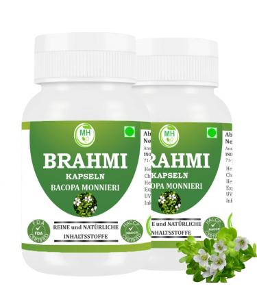Morsan Healthcare Brahmi (Bacopa monnieri) Capsules | Pack of 60 x 500 mg Vegetarian Capsules | Natural Food Supplement | GMP Certified | Gluten-Free (120)