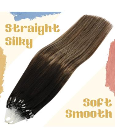 Sunny Micro Ring Human Hair Extensions - Balayage Ombre Black to Ash Blonde, 20in 50g & 22in, Pre-Bonded Micro Links - Buy Online on GoSupps.com