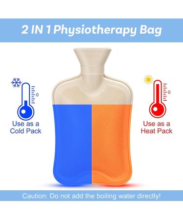 Hot Water Bottle with Cover - 2L Rubber Bag for Pain Relief Cramps & Compress | Black & White - International Shipping Available - Buy Online on GoSupps.com