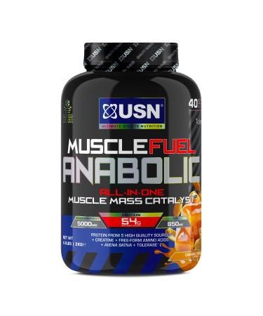 USN Muscle Fuel Anabolic Caramel Peanut 2KG Workout Boosting All in One Muscle Gain Protein Shake Powder Caramel Peanut 2 kg (Pack of 1)