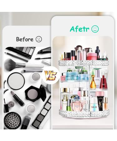 360 Rotating Makeup Organizer | Adjustable Cosmetic Storage with Large Capacity | Clear Acrylic Display Case for Brushes & Lipsticks - Buy Online on GoSupps.com
