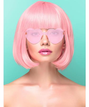 PLANTURECO Pink Wig and Party Sunglasses Pink Wigs for Women Pink Wig with Bangs Light Pink Wig Pink Bob Wig Pink Cosplay Wigs and Party Wigs - Bachelorette Party Wigs Decorations Favors - Buy Online on GoSupps.com