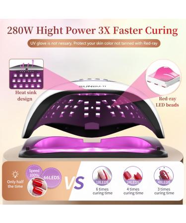 Buy UV LED Nail Lamp 280W Professional Nail Dryer with 66 Beads Fast Curing Gel Polish Auto Sensor & 4 Timer Settings for Perfect Nail Art International Shipping Available - Buy Online on GoSupps.com
