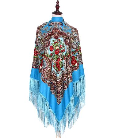 Women's Warm Autumn Triangle Scarf | Cozy Casual Winding Triangular Scarf in Sky Blue - Buy Online on GoSupps.com