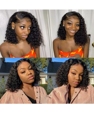 Curly Bob Human Hair Wig 10 Middle Part 13x4 Lace Front 150% Density - Pre Plucked HD Transparent Lace Frontal Wig for Black Women - Buy Online on GoSupps.com