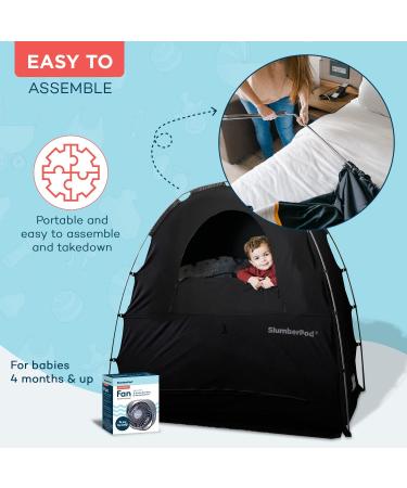 SlumberPod and Fan Combo 3.0 - Portable Privacy Pod Blackout Canopy for Pack n Play - Baby Travel Crib Canopy in Black/Grey - Buy Online on GoSupps.com