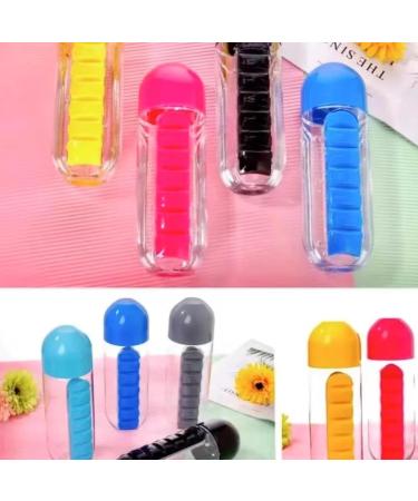 2-in-1 Pill Box Cup Organizer & Water Bottle - 600ML Daily Medicine Storage 7 Day Medication Holder for Travel & Sports - Rose - Buy Online on GoSupps.com